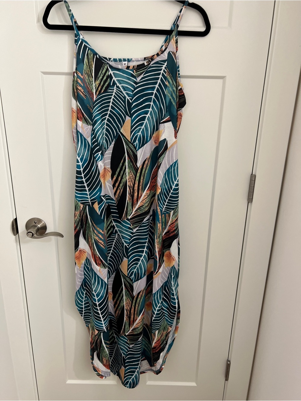 Tropical Leaf Print Coverup - Teal Multi